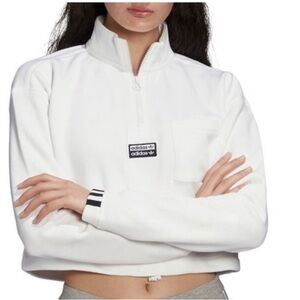 Adidas White Quarter-Zip Cropped Pullover